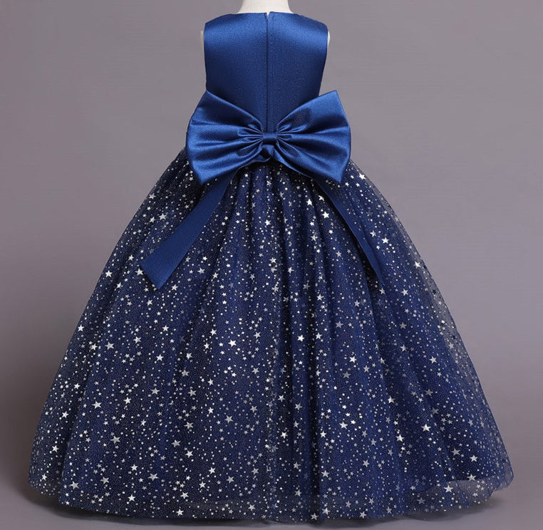 Flower Girl Dress Bow Wedding Dress Sequin Princess Dress Birthday Costume Party Holiday