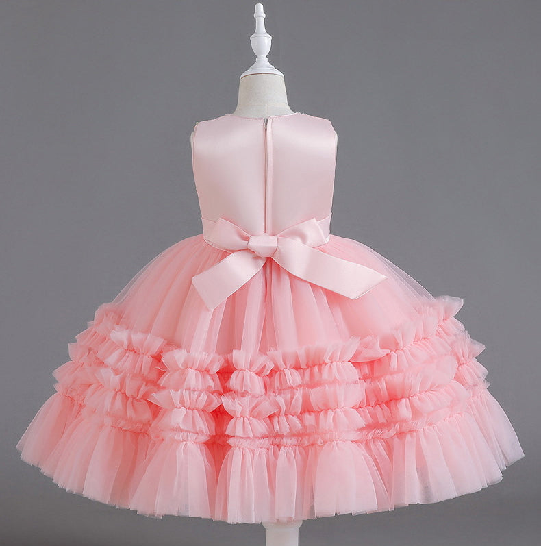 Sequin Wedding Dress Lace Bow Flower Girl Dress Sequins Princess Dress Birthday Costume Party Holiday