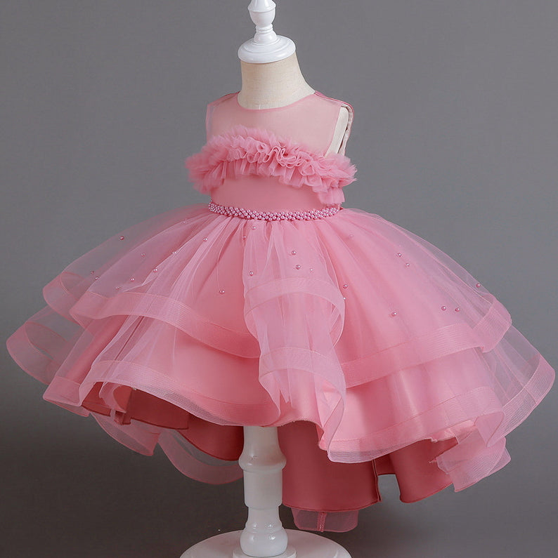 Flower Girl Dress Wedding Dress Lace Pearl Princess Dress Birthday Costume Party Holiday