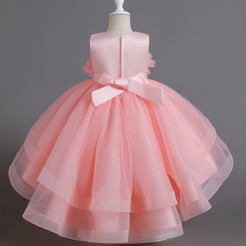 Flower Girl Dress Wedding Dress Lace Pearl Princess Dress Birthday Costume Party Holiday
