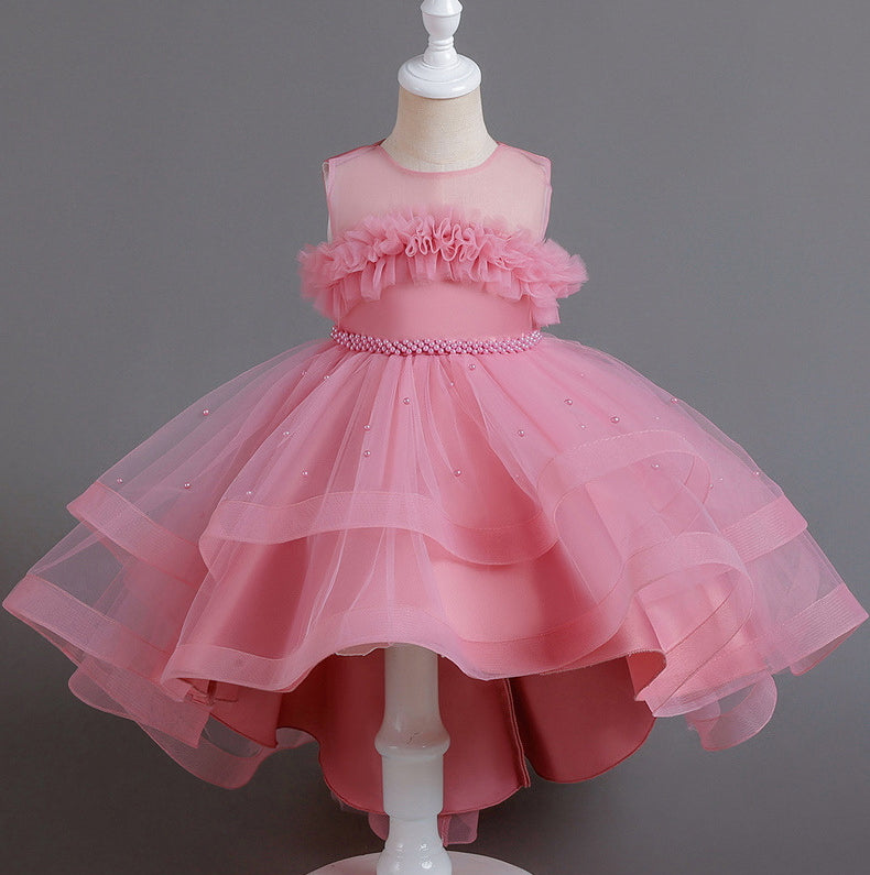 Flower Girl Dress Wedding Dress Lace Pearl Princess Dress Birthday Costume Party Holiday