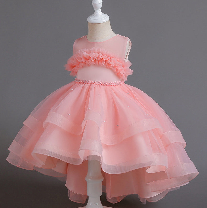 Flower Girl Dress Wedding Dress Lace Pearl Princess Dress Birthday Costume Party Holiday