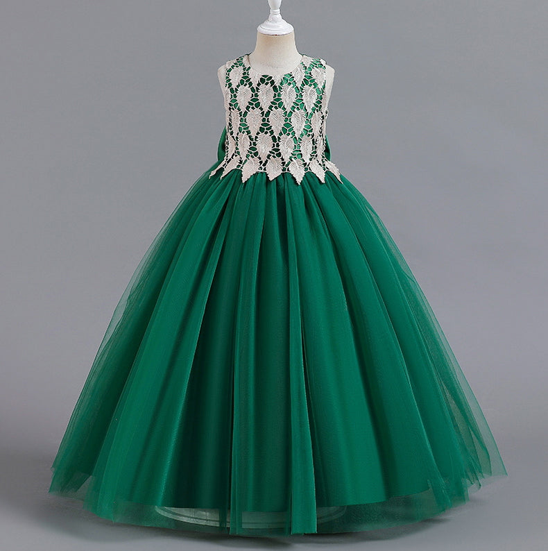 Wedding Dress Flower Girl Dress Princess Bow Dress  Birthday Costume Party Holiday