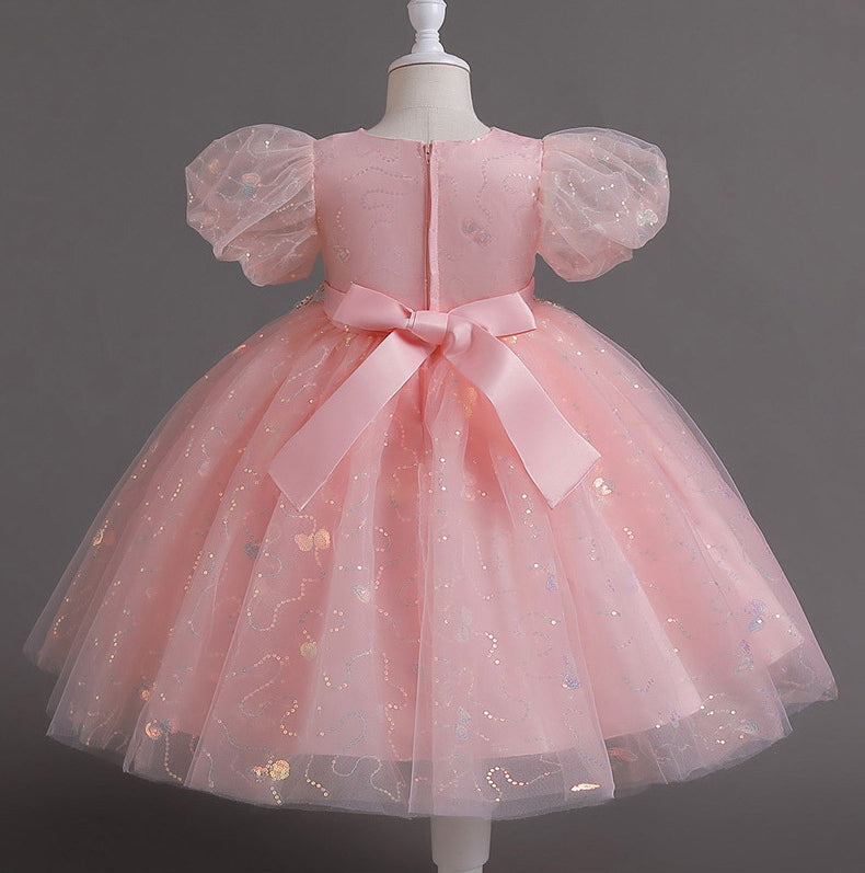 Flower Girl Dress Sequins Puff Wedding Dress Princess Dress Birthday Costume Party Dress Holiday