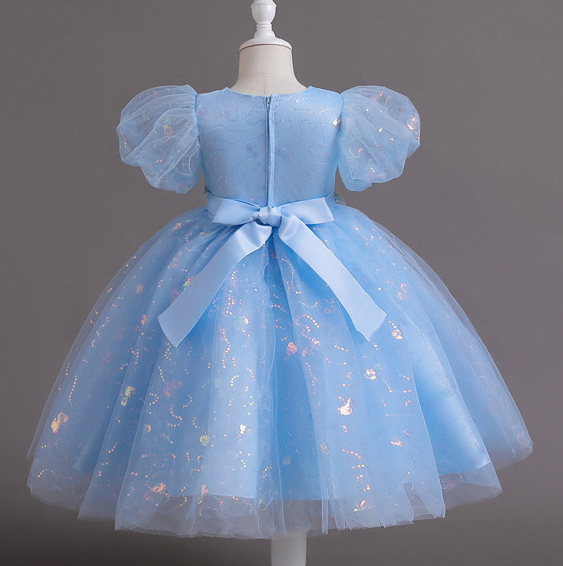 Flower Girl Dress Sequins Puff Wedding Dress Princess Dress Birthday Costume Party Dress Holiday