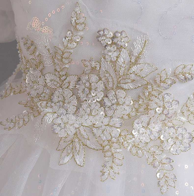 Flower Girl Dress Sequins Puff Wedding Dress Princess Dress Birthday Costume Party Dress Holiday