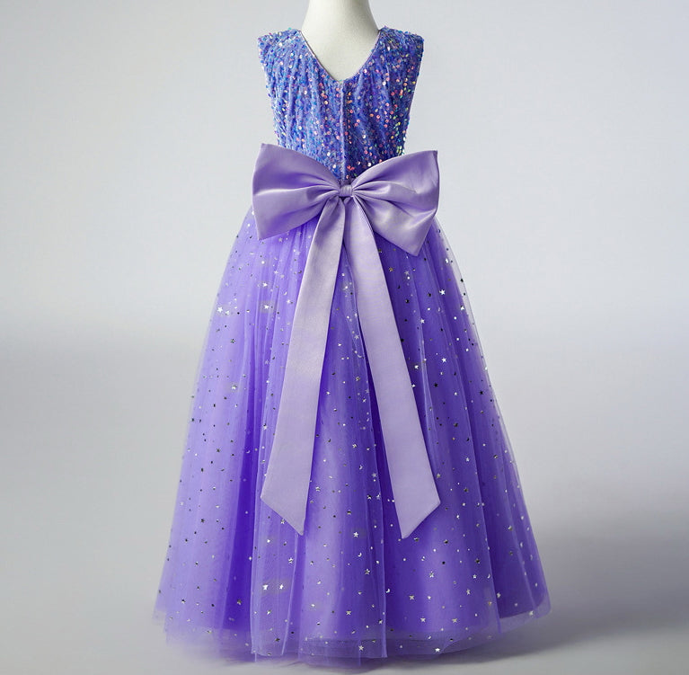Flower Girl Dress Sequin Wedding Dress Princess Dress  Bow Birthday Costume Party Holiday