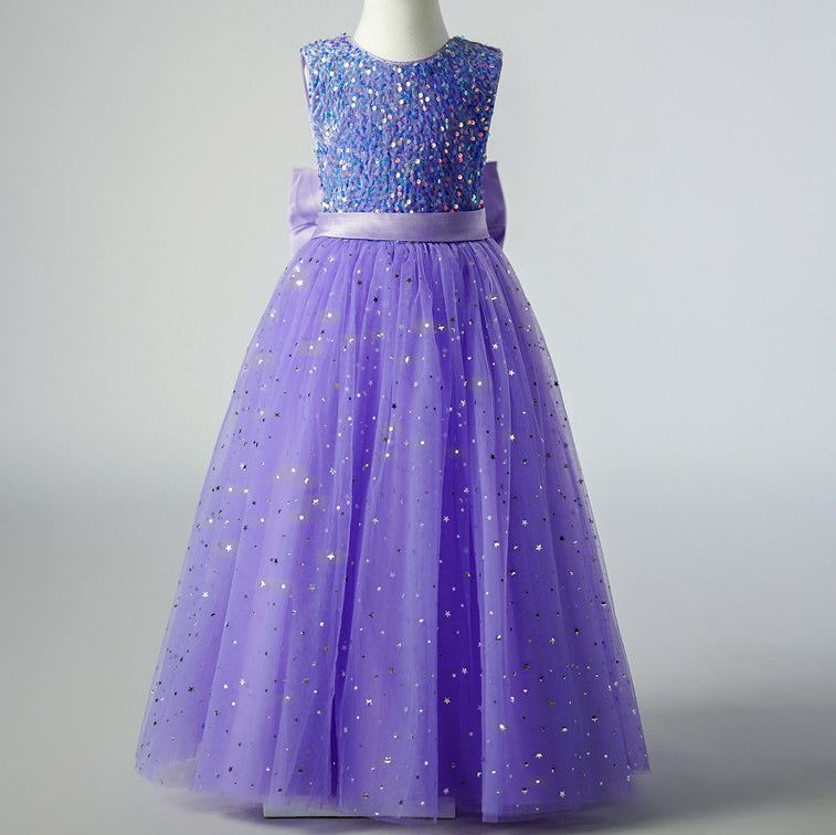 Flower Girl Dress Sequin Wedding Dress Princess Dress  Bow Birthday Costume Party Holiday