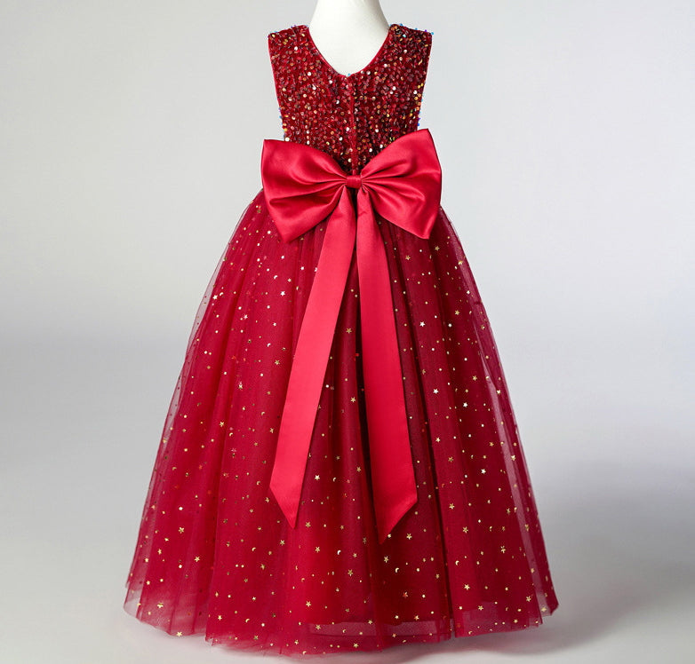 Flower Girl Dress Sequin Wedding Dress Princess Dress  Bow Birthday Costume Party Holiday