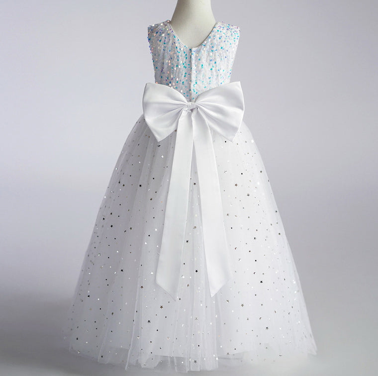 Flower Girl Dress Sequin Wedding Dress Princess Dress  Bow Birthday Costume Party Holiday