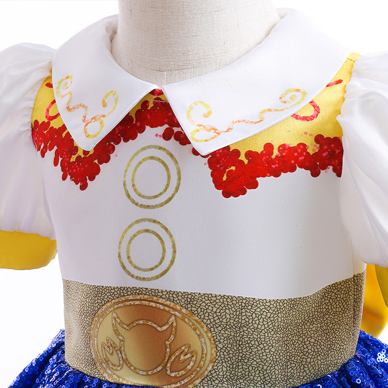 Jessie Cowgirl Outfit Sequins Kids Girl Costume Dress for Holiday Birthday Halloween Party
