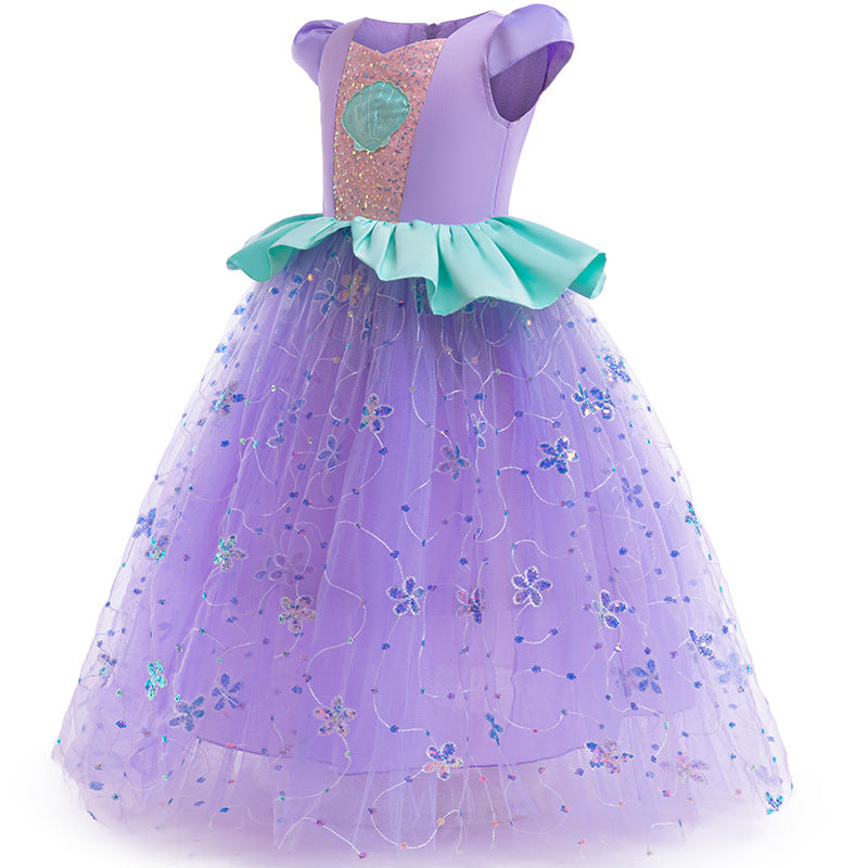 Ariel New Princess Girl Dress The Little Mermaid Costume Dresses For Cosplay Party Holiday