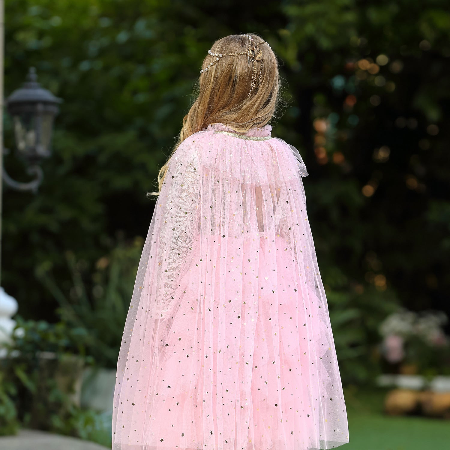 Princess Elsa Costume Rainbow Mesh Cape Cloak with Shiny Sequin Shawl Outerwear
