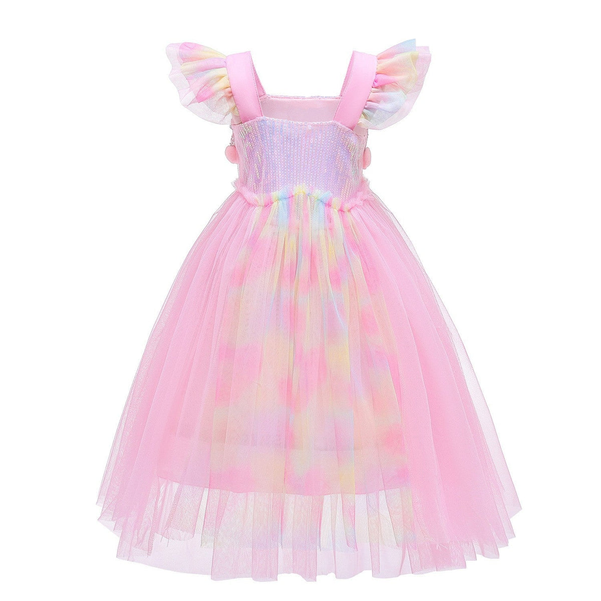 Unicorn  Princess Sequin Flying Sleeve New Girl Dress Costume For Cosplay Halloween Party