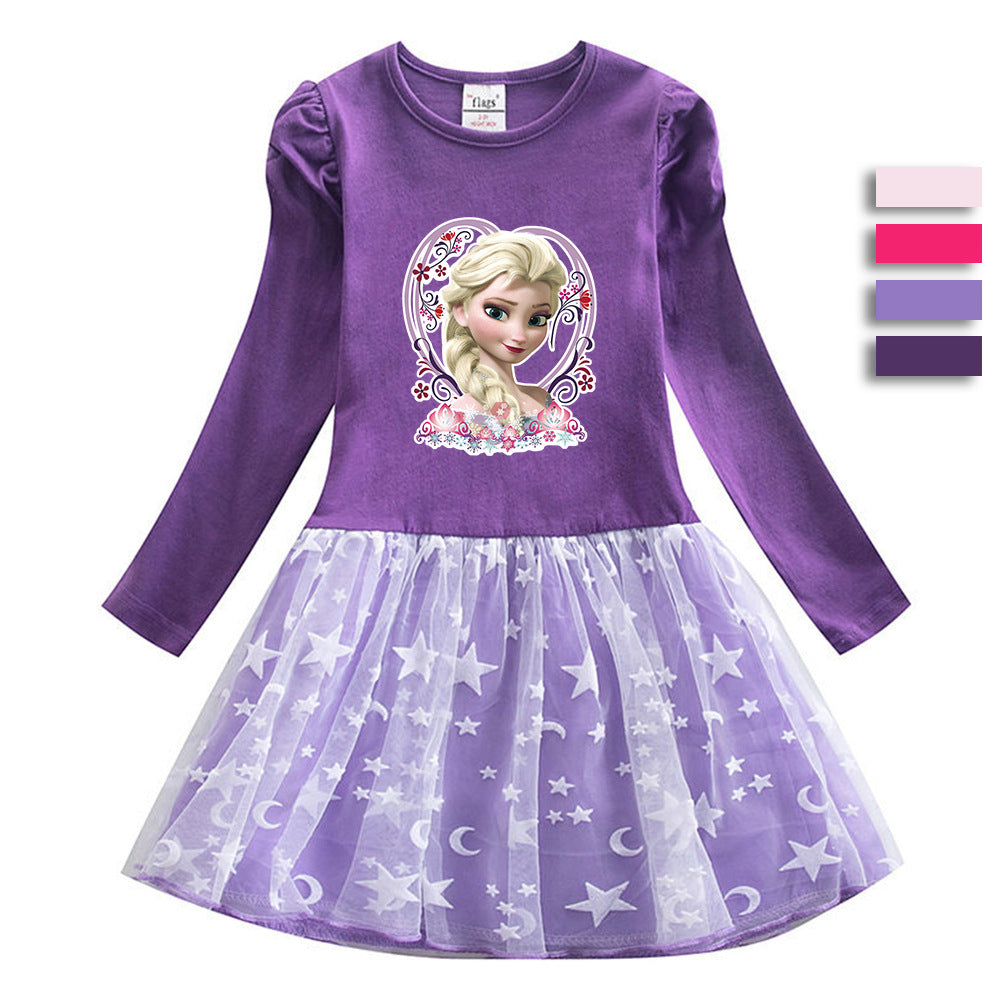 New Cotton Kids Toddler Princess Costume Elsa Girl Dress