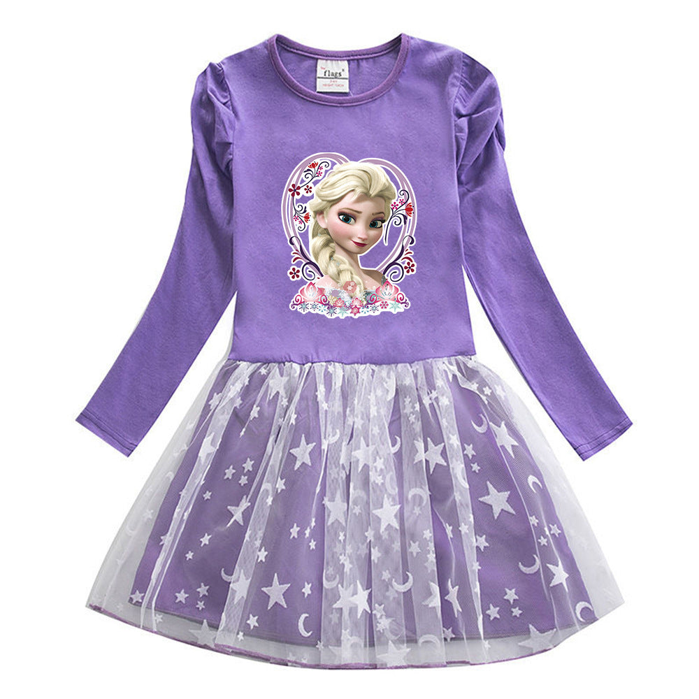 New Cotton Kids Toddler Princess Costume Elsa Girl Dress