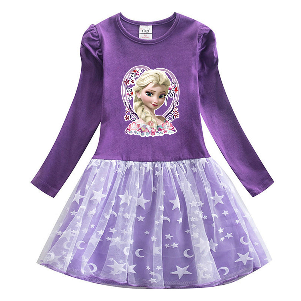 New Cotton Kids Toddler Princess Costume Elsa Girl Dress