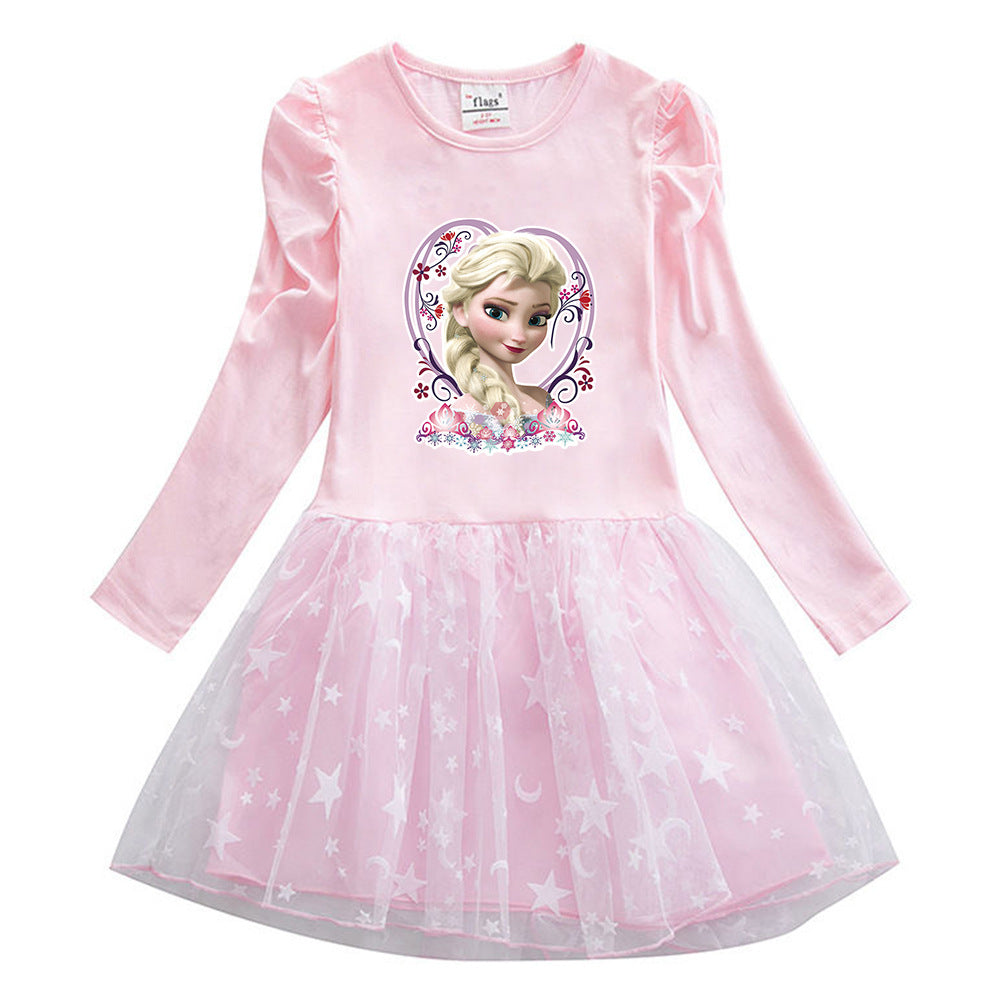 New Cotton Kids Toddler Princess Costume Elsa Girl Dress
