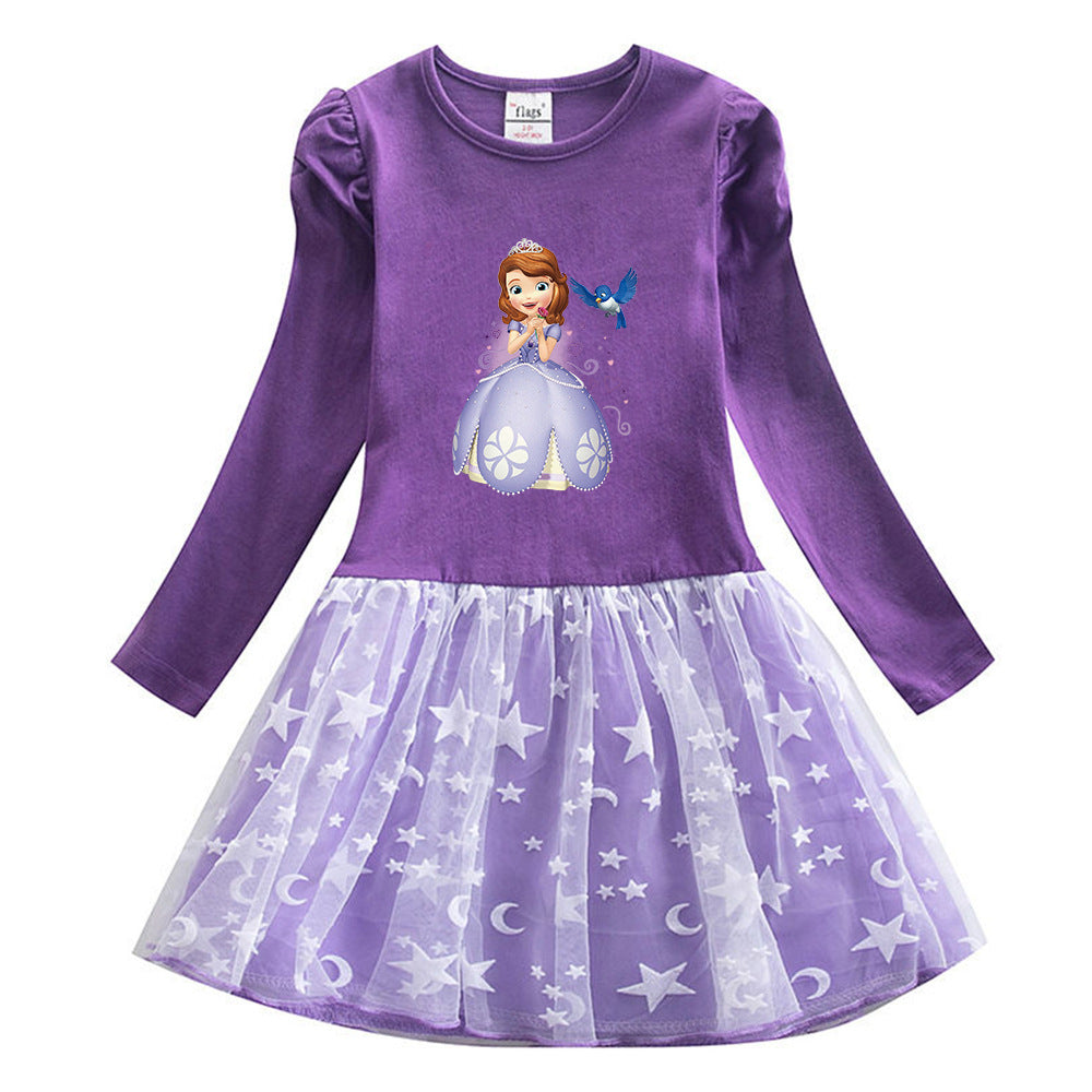 New Cotton Kids Toddler Princess Costume Sophia Girl Dress Party Holiday