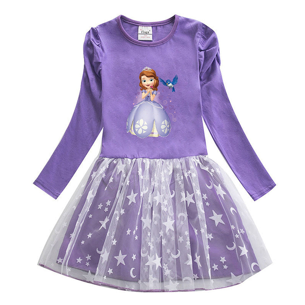 New Cotton Kids Toddler Princess Costume Sophia Girl Dress Party Holiday