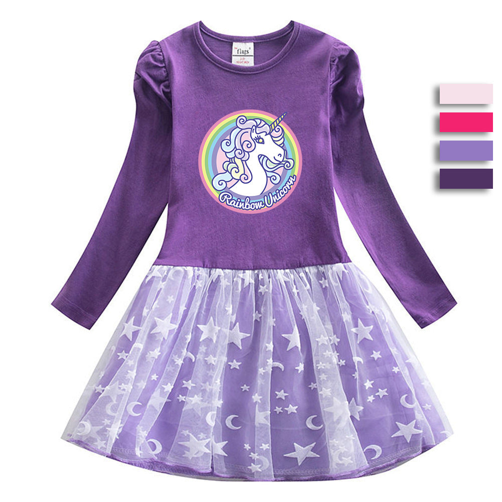 New Cotton Kids Toddler Princess Costume Unicorn Girl Dress Party Holiday