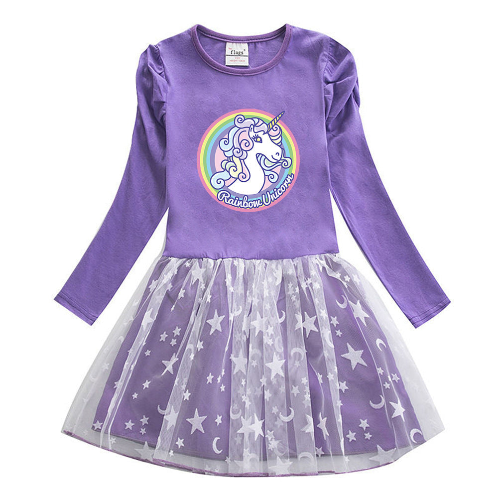 New Cotton Kids Toddler Princess Costume Unicorn Girl Dress Party Holiday