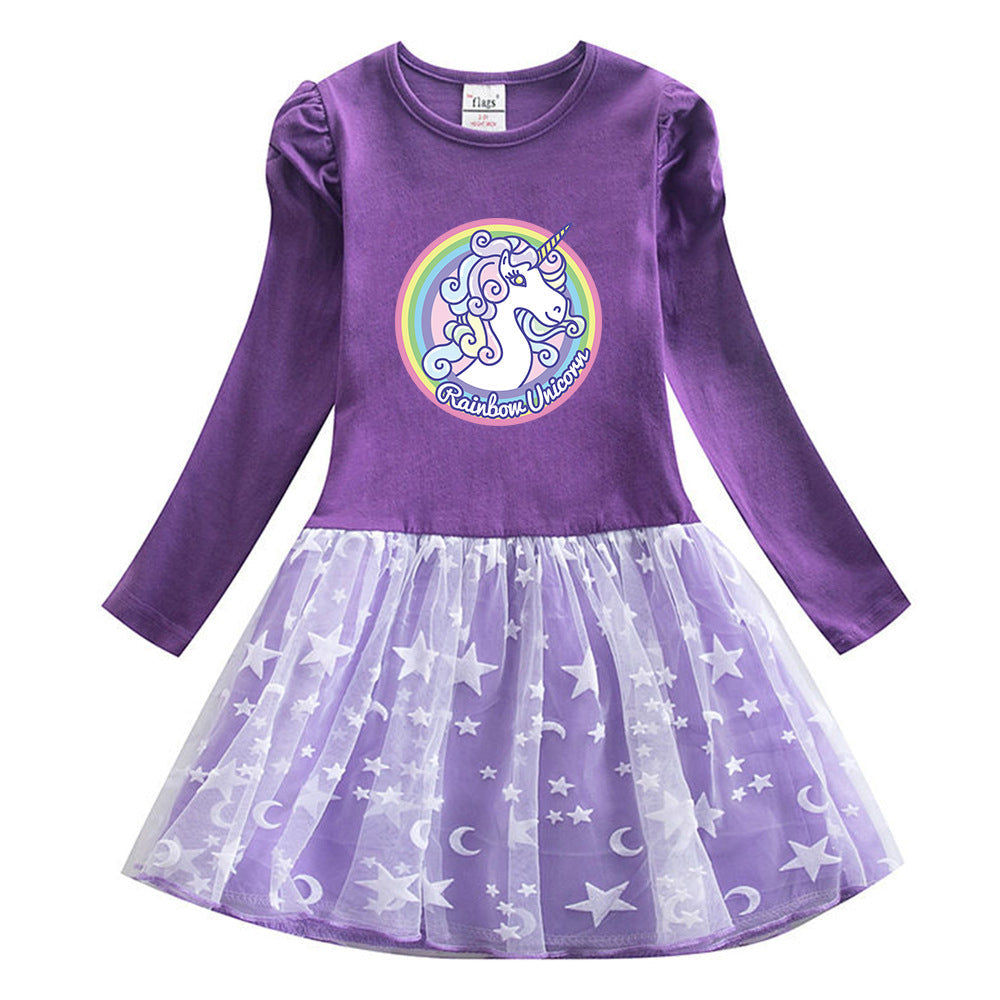 New Cotton Kids Toddler Princess Costume Unicorn Girl Dress Party Holiday
