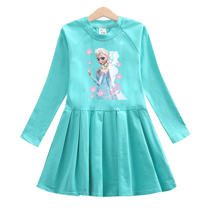 New Cotton Kids Toddler Princess Costume Elsa Girl Dress T-shirt