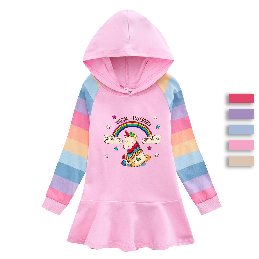 New Girl Party Holiday Toddler Princess Costume Unicorn Rainbow Dress For Casual Wear Birthday