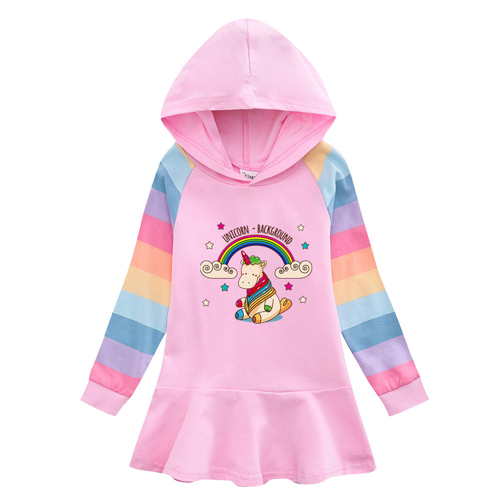 New Girl Party Holiday Toddler Princess Costume Unicorn Rainbow Dress For Casual Wear Birthday