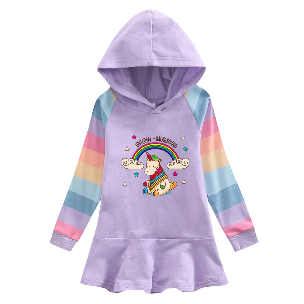 New Girl Party Holiday Toddler Princess Costume Unicorn Rainbow Dress For Casual Wear Birthday