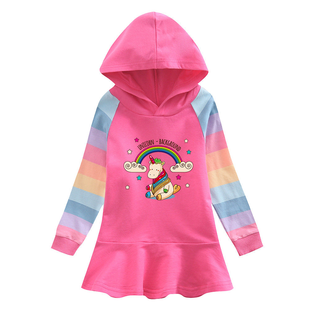 New Girl Party Holiday Toddler Princess Costume Unicorn Rainbow Dress For Casual Wear Birthday
