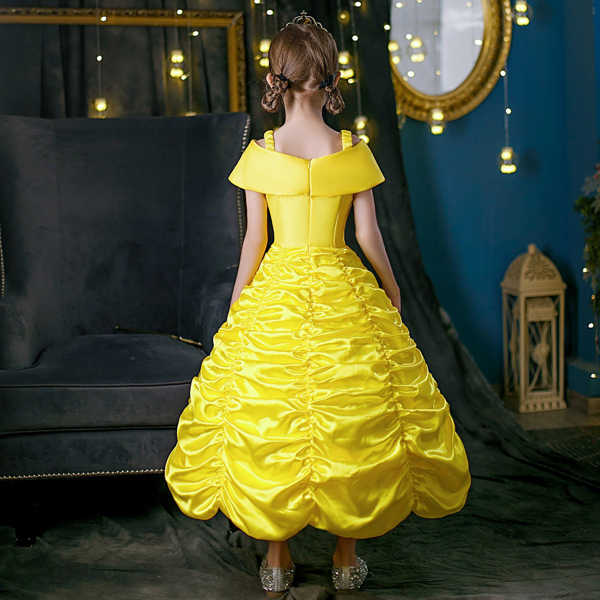 New Girl Costume Dresses Belle Lace Up Princess Cosplay Birthday Party Holiday Fancy