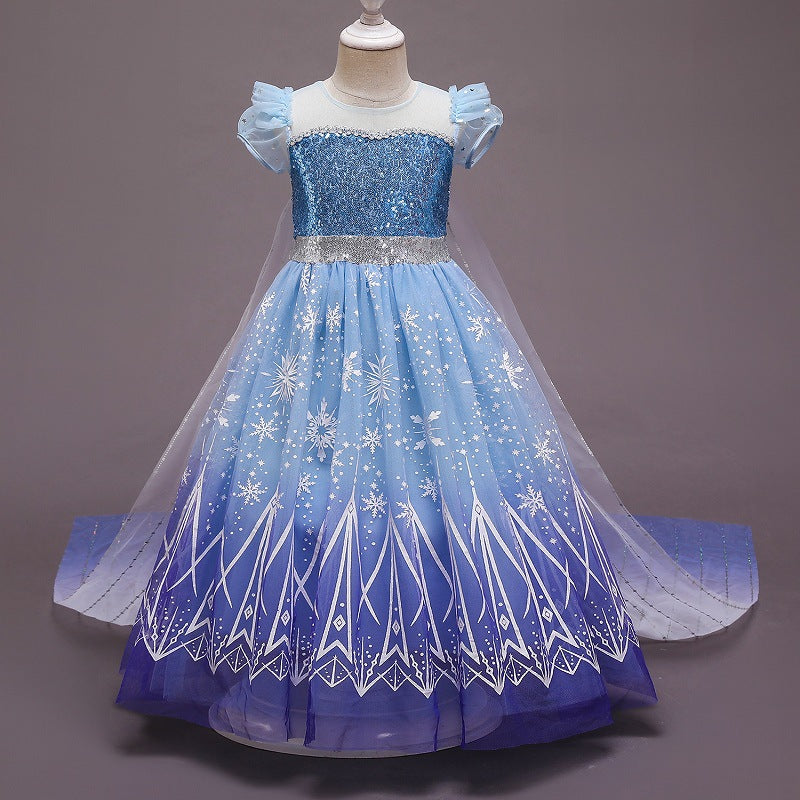 Frozen 2 Elsa Costume Toddler Kids Princess Cosplay Halloween Girl Dresses With Cape