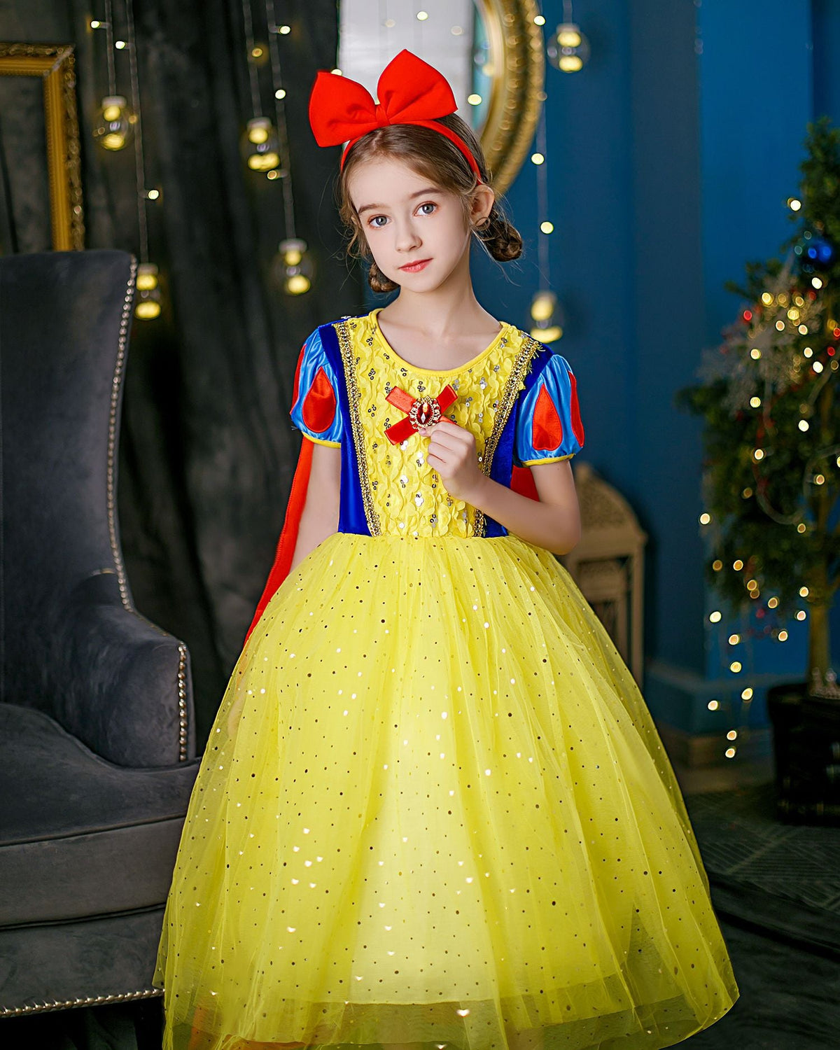 New Girl Costume Dresses Snow White Lace Up Princess Cosplay Party Holiday Birthday Fancy