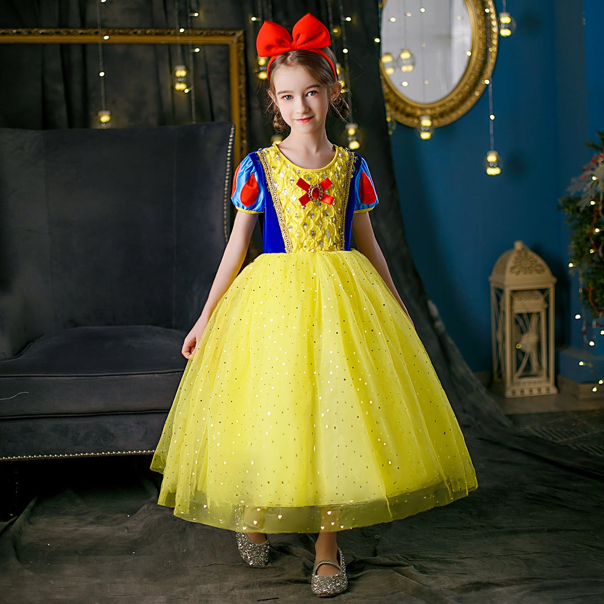 New Girl Costume Dresses Snow White Lace Up Princess Cosplay Party Holiday Birthday Fancy