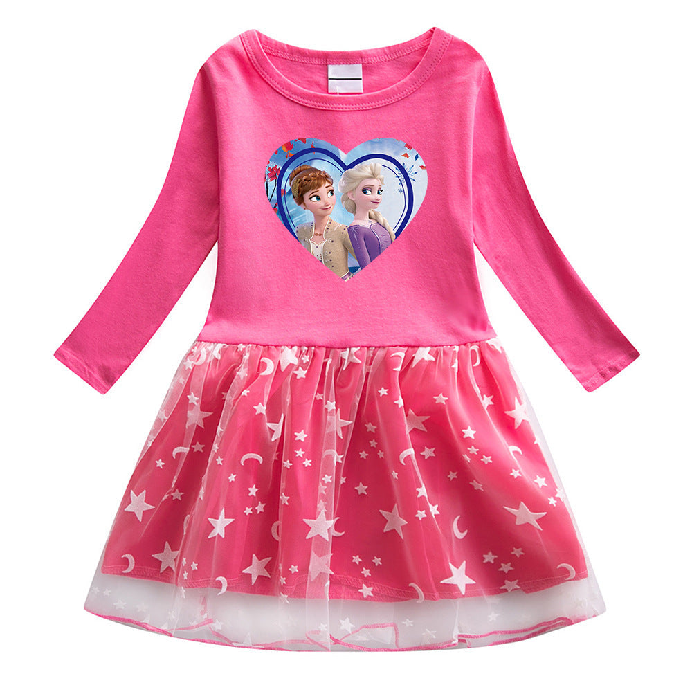 New Girl Party Holiday Toddler Princess Costume Elsa Anna Dress For Casual Wear Birthday