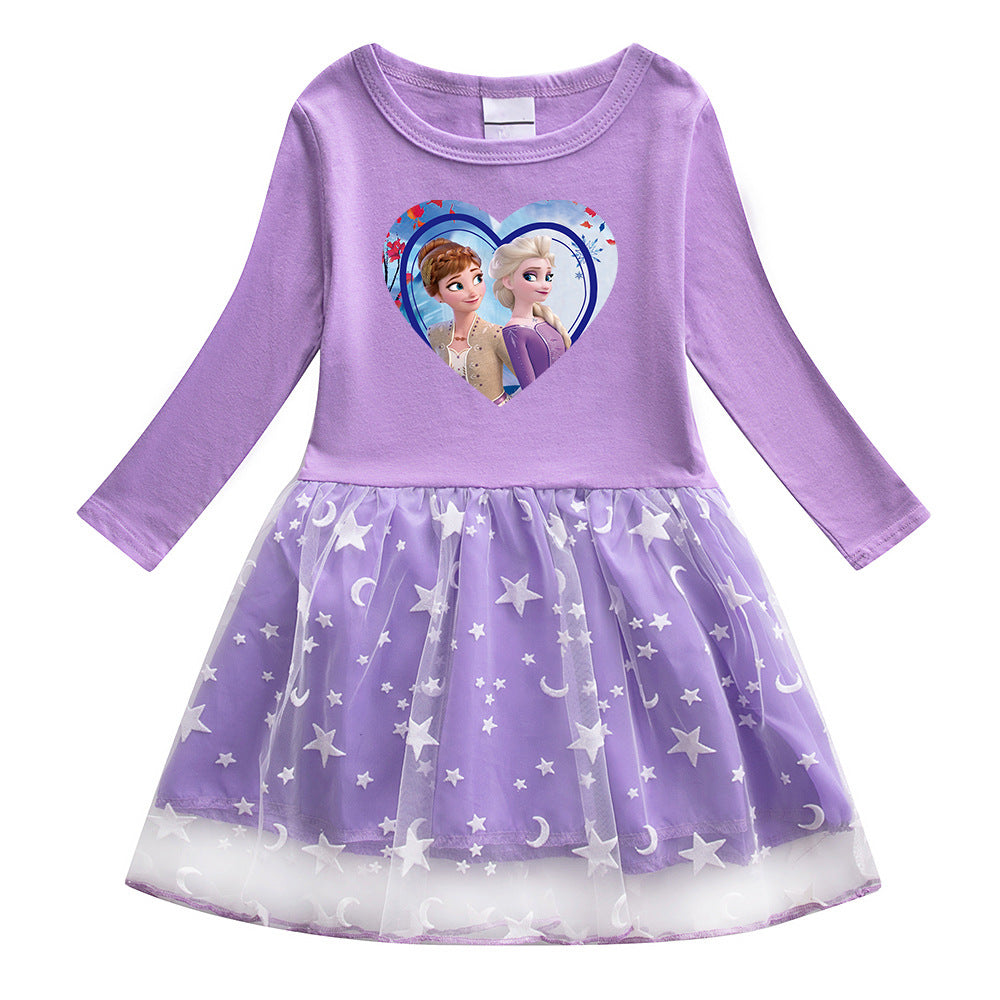 New Girl Party Holiday Toddler Princess Costume Elsa Anna Dress For Casual Wear Birthday