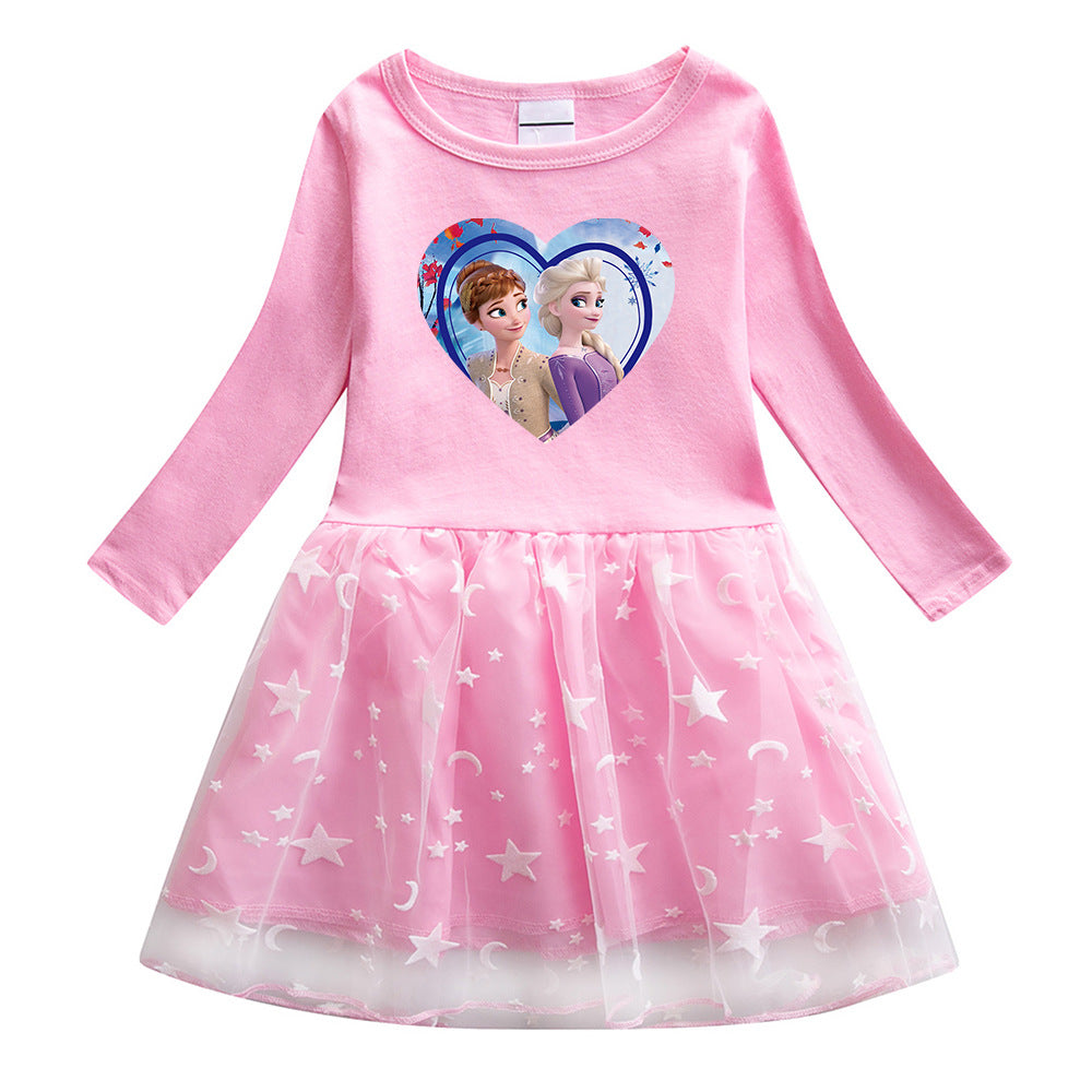 New Girl Party Holiday Toddler Princess Costume Elsa Anna Dress For Casual Wear Birthday