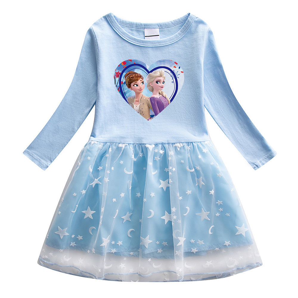 New Girl Party Holiday Toddler Princess Costume Elsa Anna Dress For Casual Wear Birthday
