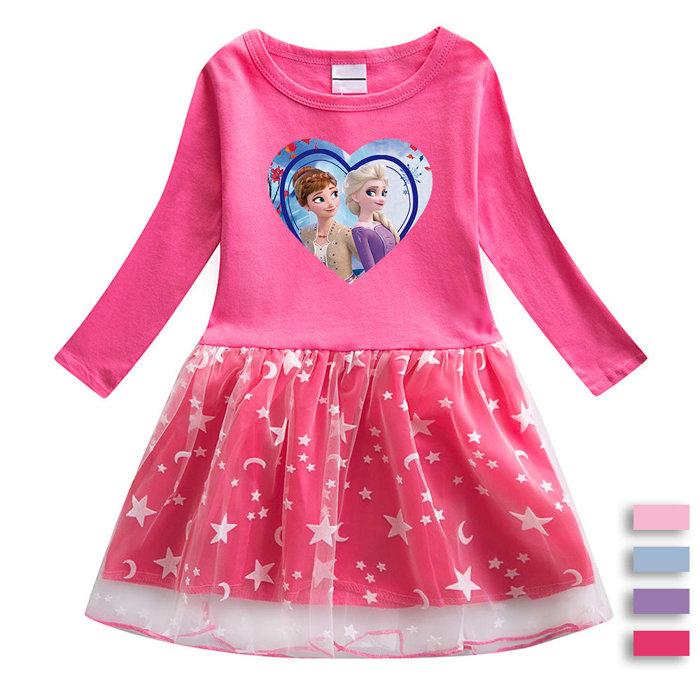 New Girl Party Holiday Toddler Princess Costume Elsa Anna Dress For Casual Wear Birthday