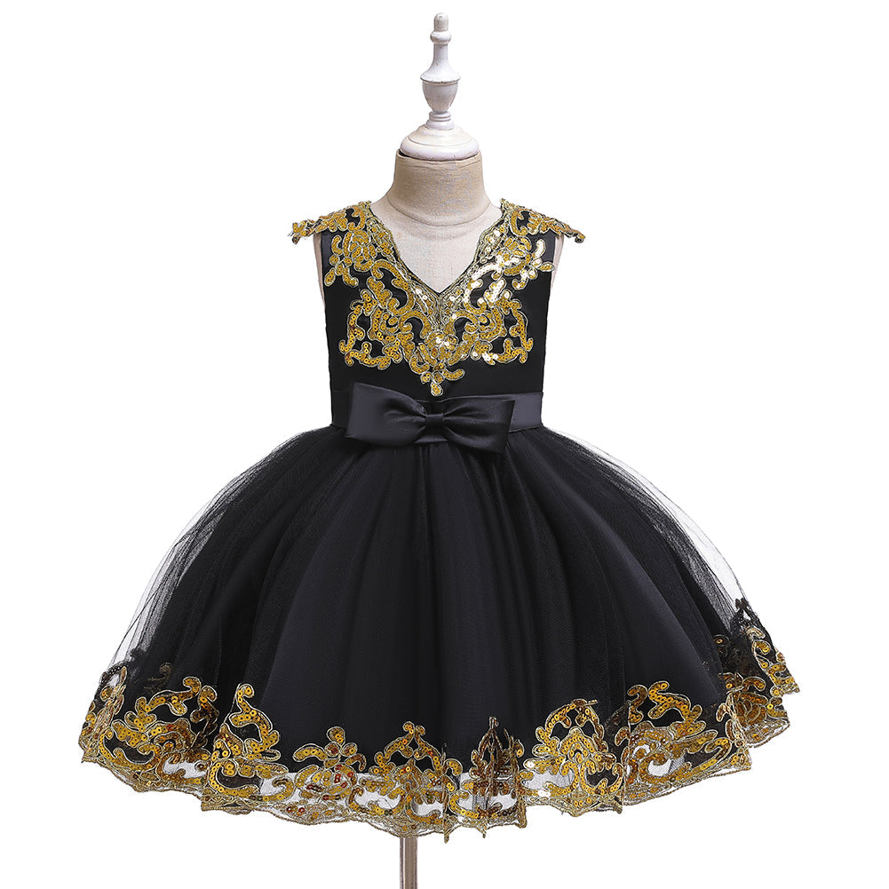 New Baby Little Toldder Kids Sequins Girl Dresses For Wedding Bridesmaid Princess Party Graduation