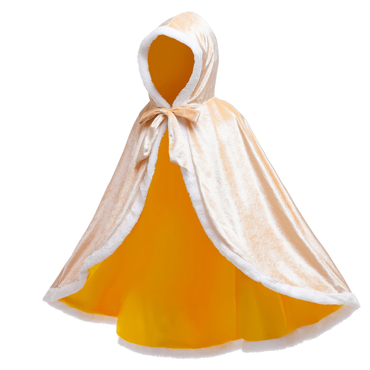 Frozen Fur Princess Hooded Cape Cloak Elsa costume for Girl Dress Up