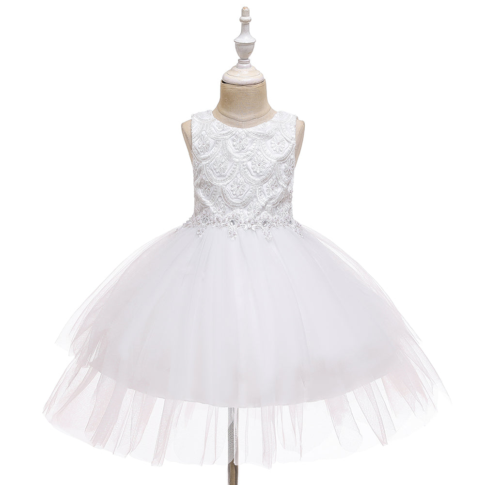 Flower Girl Dresses Toddler Kids Pearl Tutu Princess Wedding Bridesmaid Formal Graduation