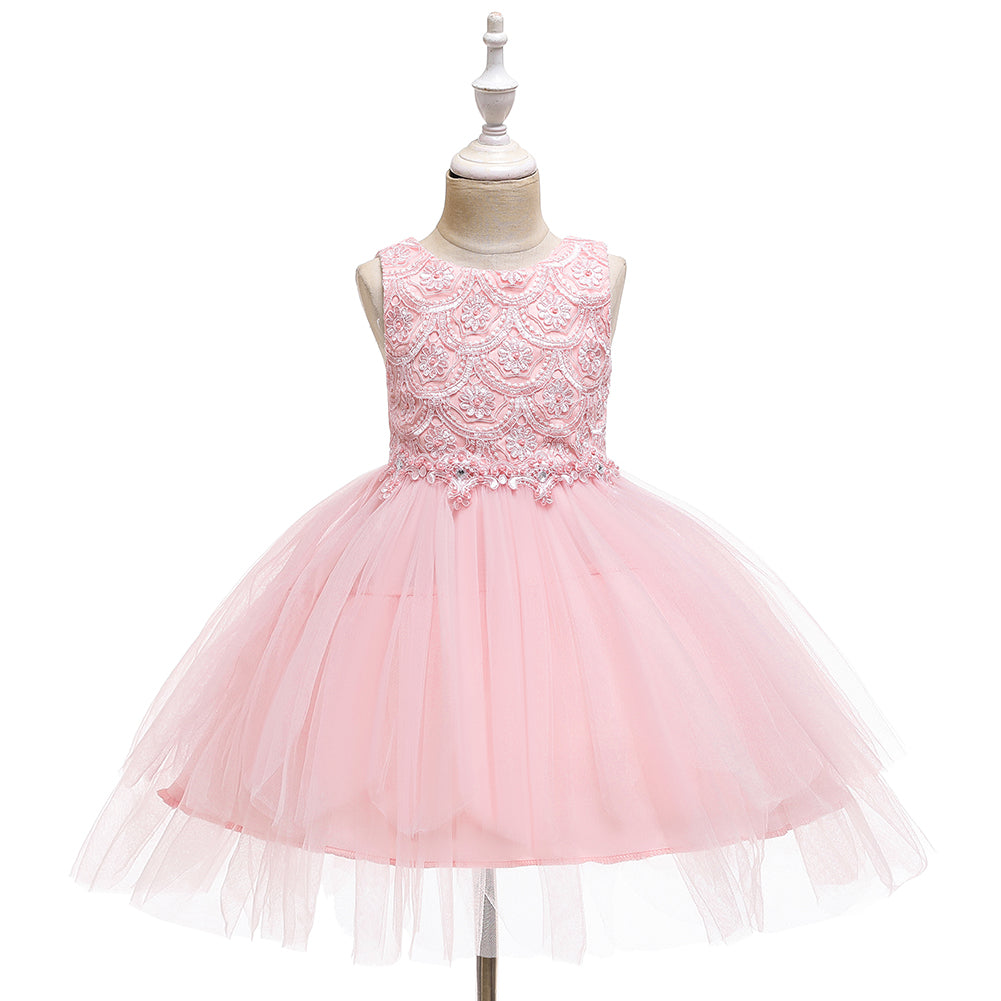 Flower Girl Dresses Toddler Kids Pearl Tutu Princess Wedding Bridesmaid Formal Graduation