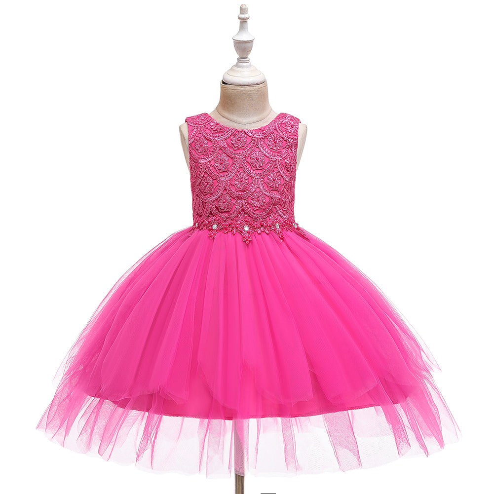 Flower Girl Dresses Toddler Kids Pearl Tutu Princess Wedding Bridesmaid Formal Graduation