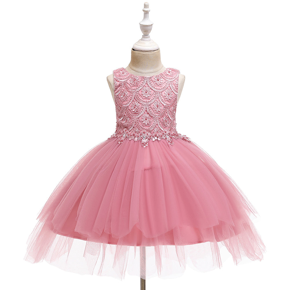 Flower Girl Dresses Toddler Kids Pearl Tutu Princess Wedding Bridesmaid Formal Graduation