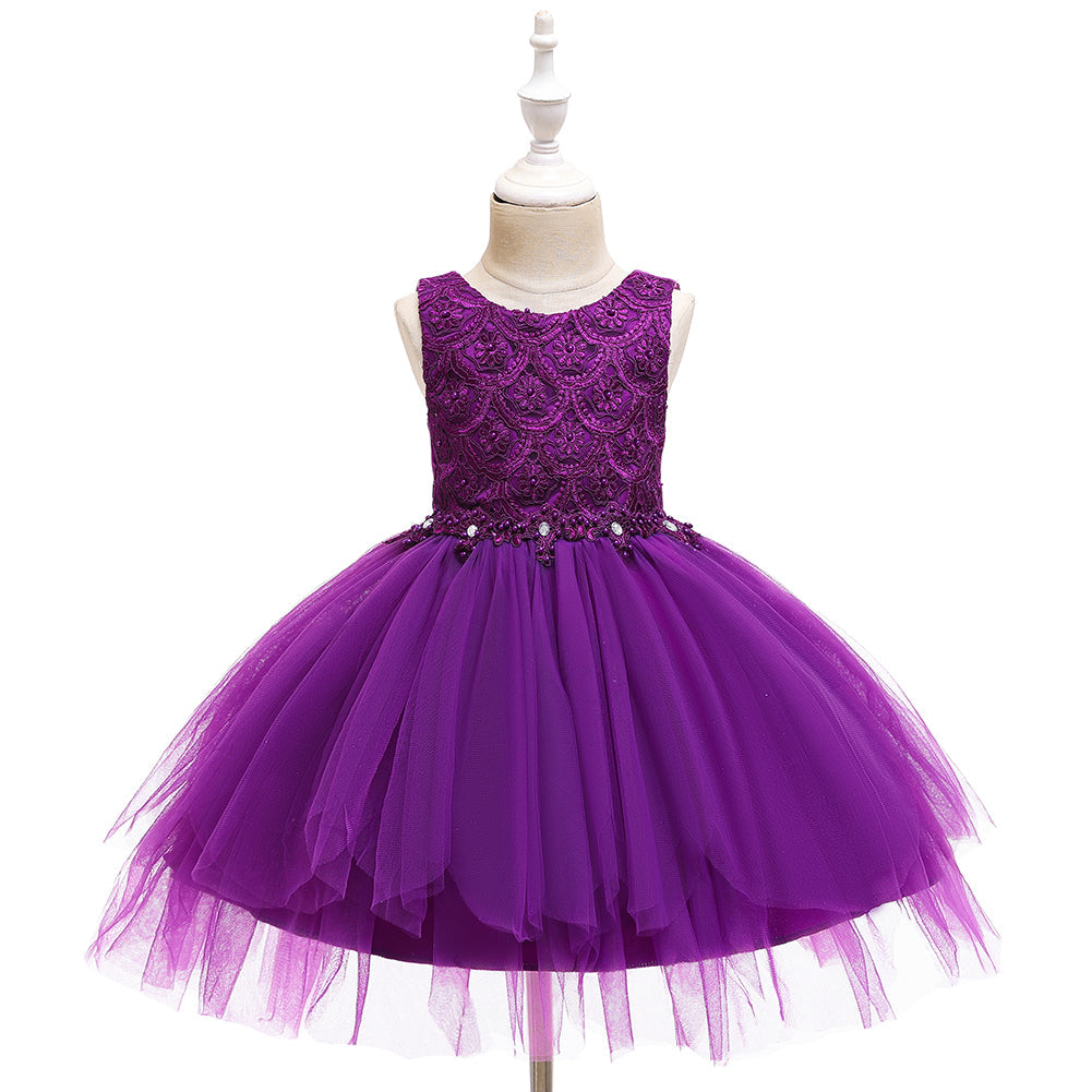 Flower Girl Dresses Toddler Kids Pearl Tutu Princess Wedding Bridesmaid Formal Graduation