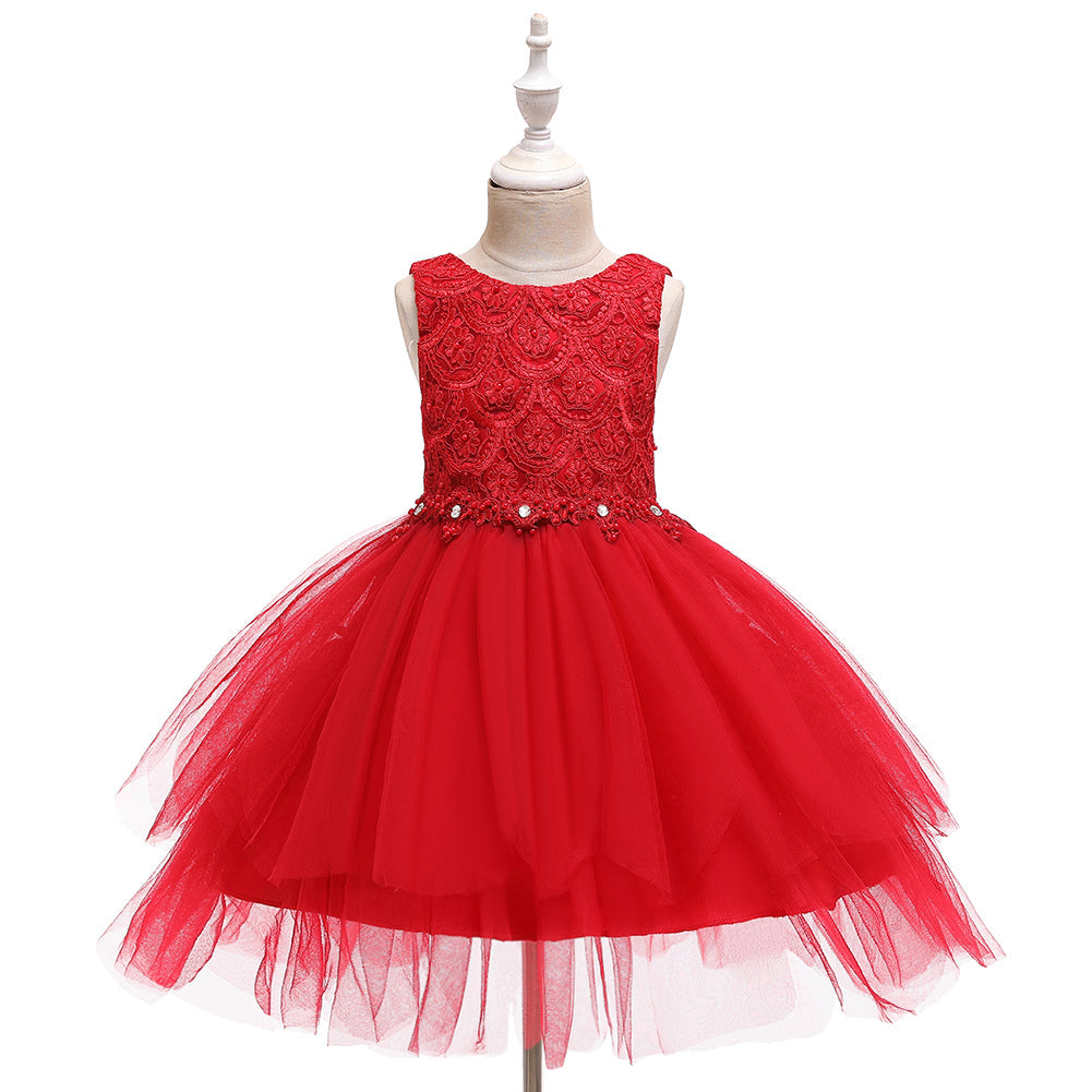 Flower Girl Dresses Toddler Kids Pearl Tutu Princess Wedding Bridesmaid Formal Graduation