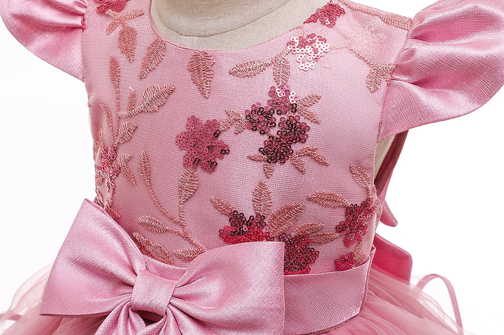 Flower Girl Dresses Ruffle Toddler Kids Knee Length Princess Wedding Formal Holiday Birthday Party
